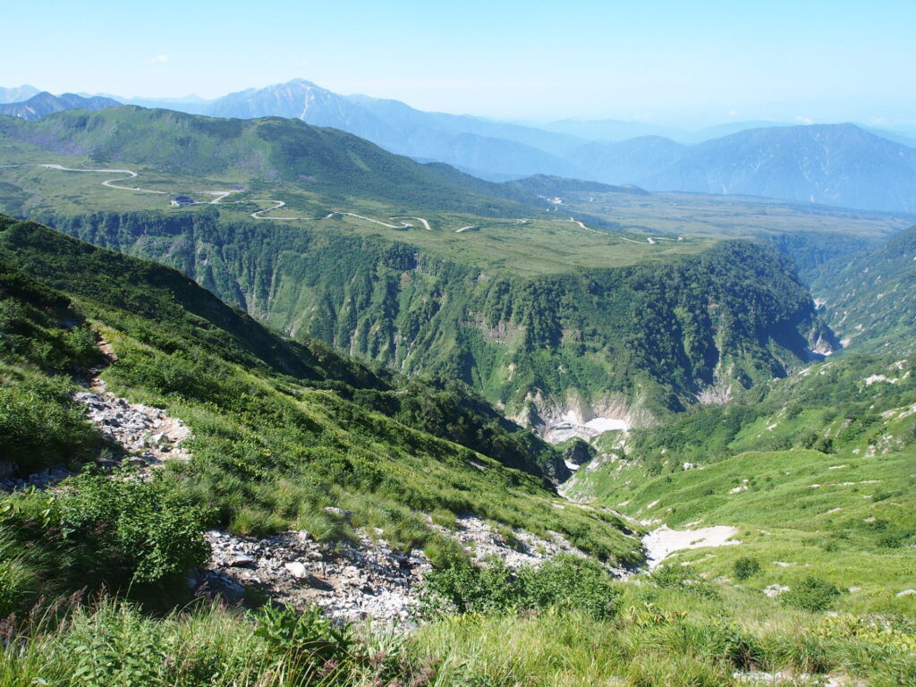 称名川を隔てて立山道路