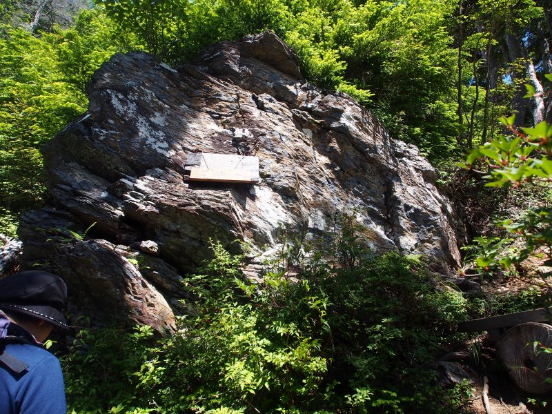 大きな石に見晴台の文字が掲げられています。この岩の少し上が展望台です。