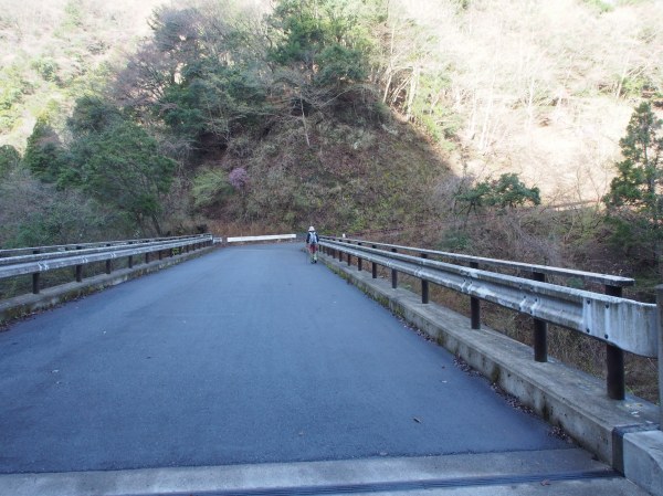 本谷川の橋を渡り「塩水林道」を進む